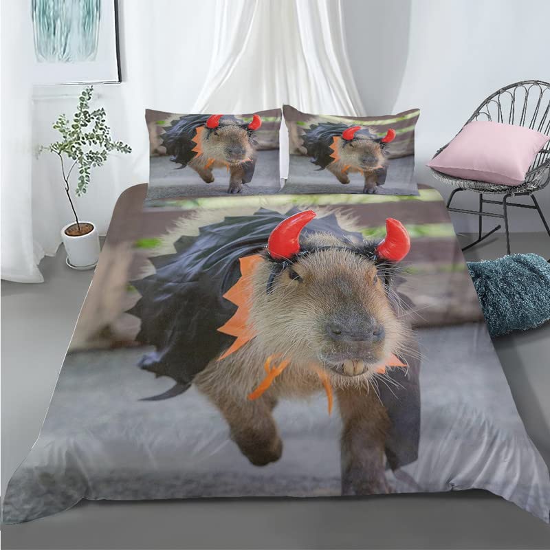 Housse de couette 90x190 enfant capybara pour un couchage doux et sain