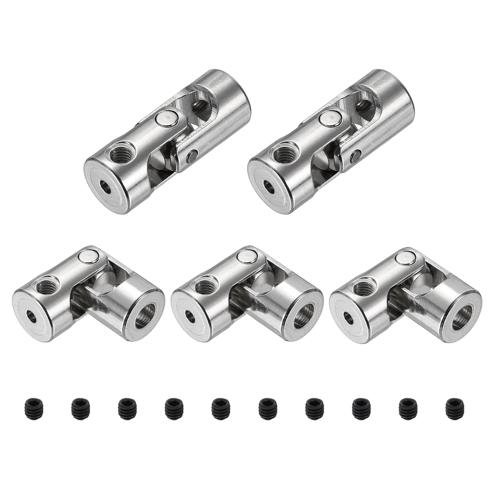 sourcing map 5pcs Universal Joint Shaft Coupling, 2mm to 4mm Inner Dia Rotatable Steering Shaft U Joints Coupler with Screws for RC Car, Robot, Boat Drive Ship Motor Use
