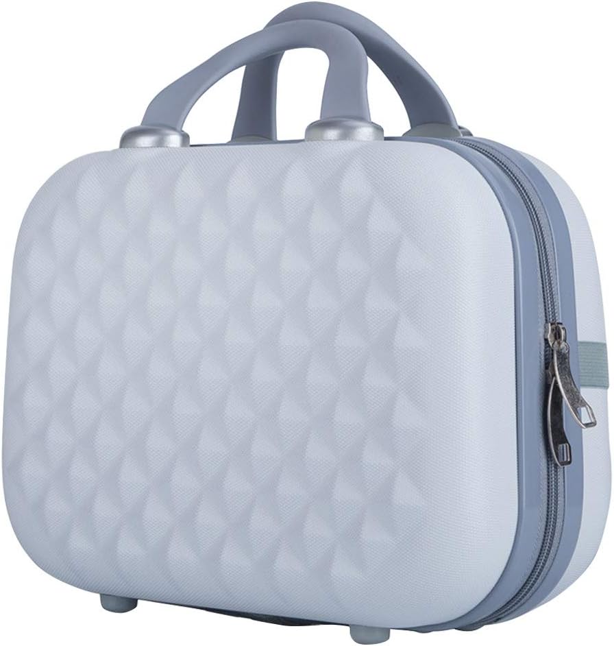 14inch Fashion Mini Cosmetic Case Hard Shell Travel Luggage Portable Suitcase (White)