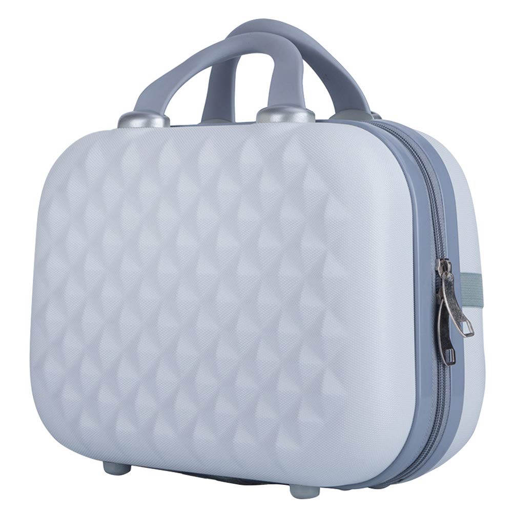 14inch Fashion Mini Cosmetic Case Hard Shell Travel Luggage Portable Suitcase (White)
