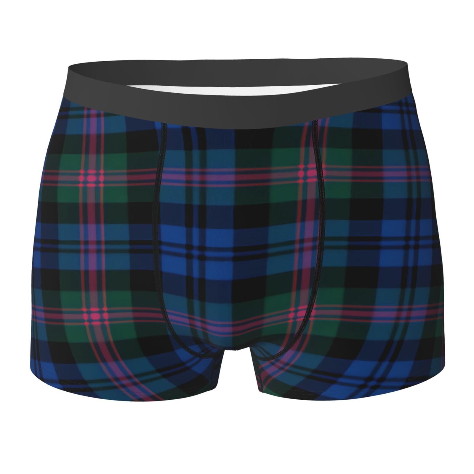 Aseelo Men's Blue And Green Scottish Tartan Boxer Shorts Boxer Briefs Comfortable Stretch Underwear Trunks L
