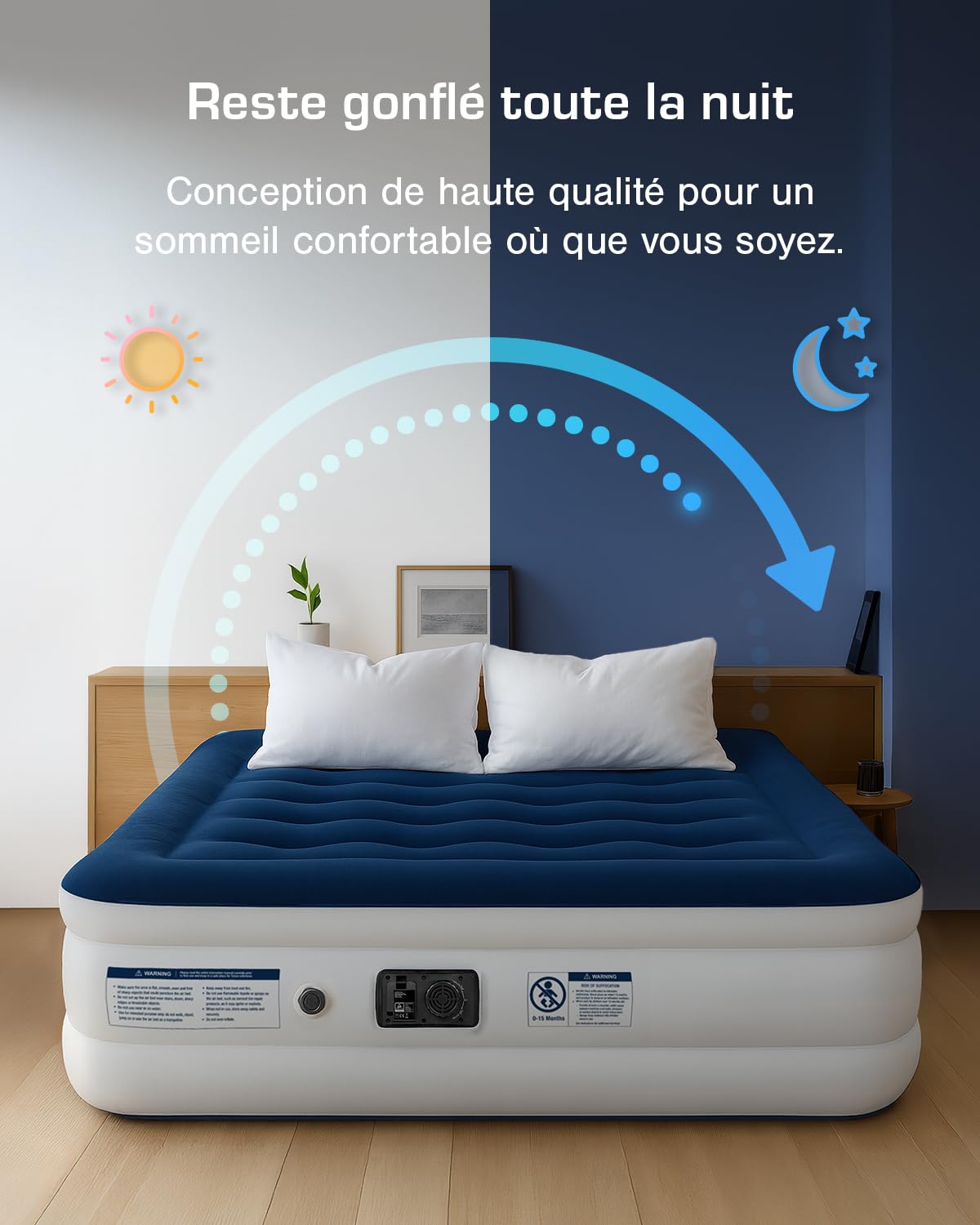 Active Era Matelas Gonflable 2 Personnes – Confort Ultra Doux, Finition Luxe, Lit Gonflable avec Pompe Électrique, Support Stable & Surface Floquée Haut de Gamme – 150×200×36.5 cm