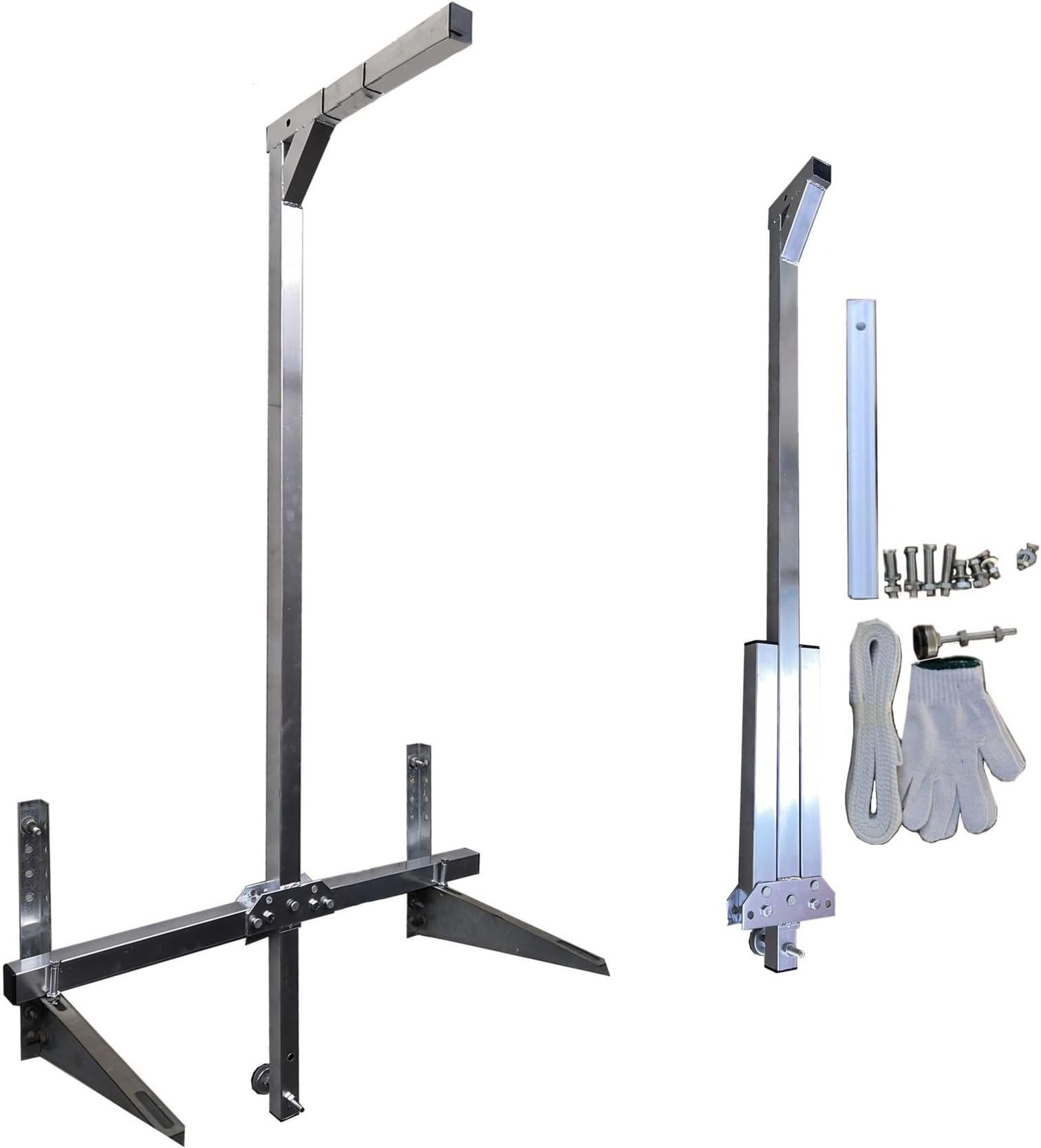 Self-Locking 1200lb Air Conditioner Installation Tool with Folding Bracket - Manual Winch Crane for Outdoor AC Unit Lifting (Color: No Winch)