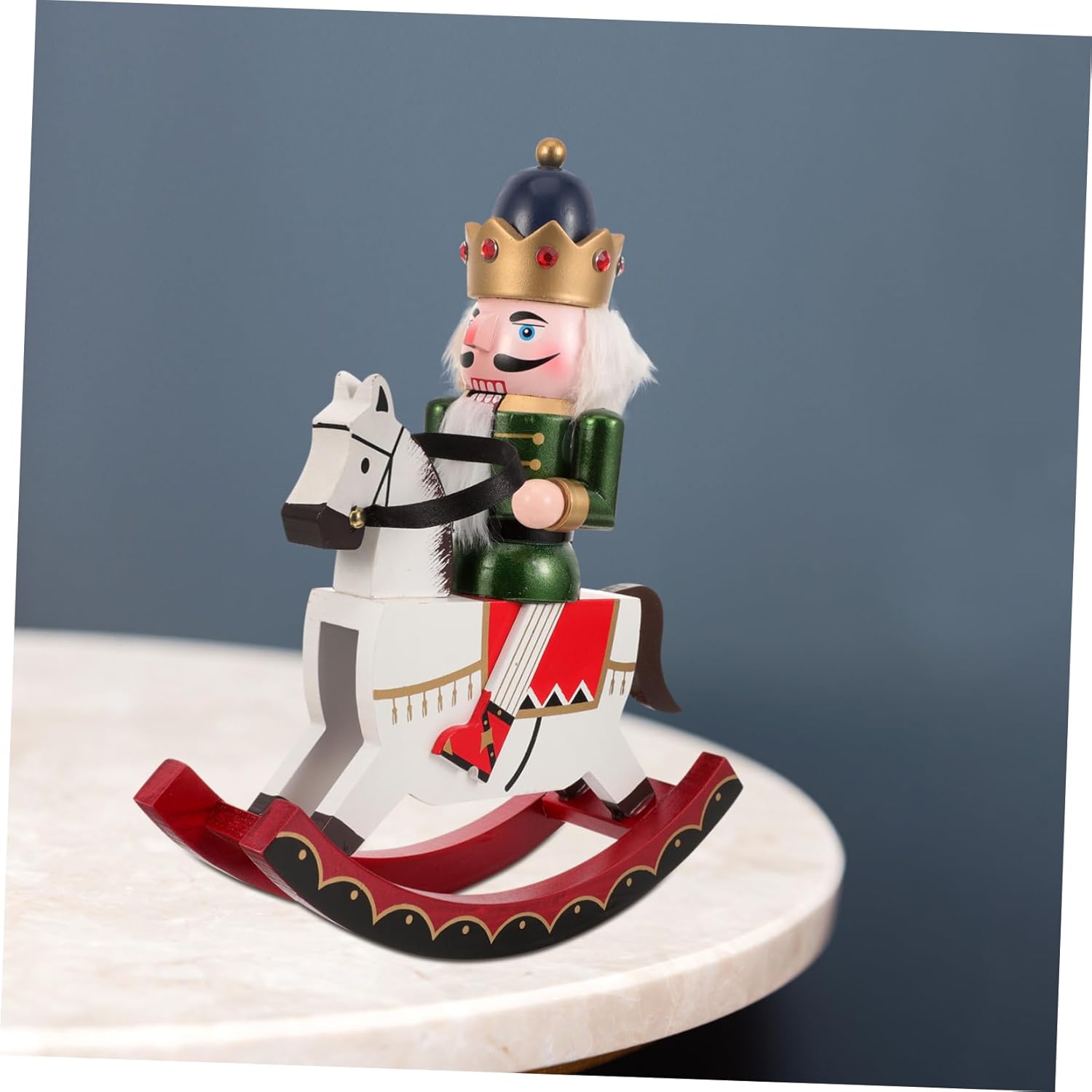 Traditional Wooden Nutcracker Soldier Decoration Handcrafted Xmas Tabletop Ornament Green Festive Party Favor for Home Office Holiday Display