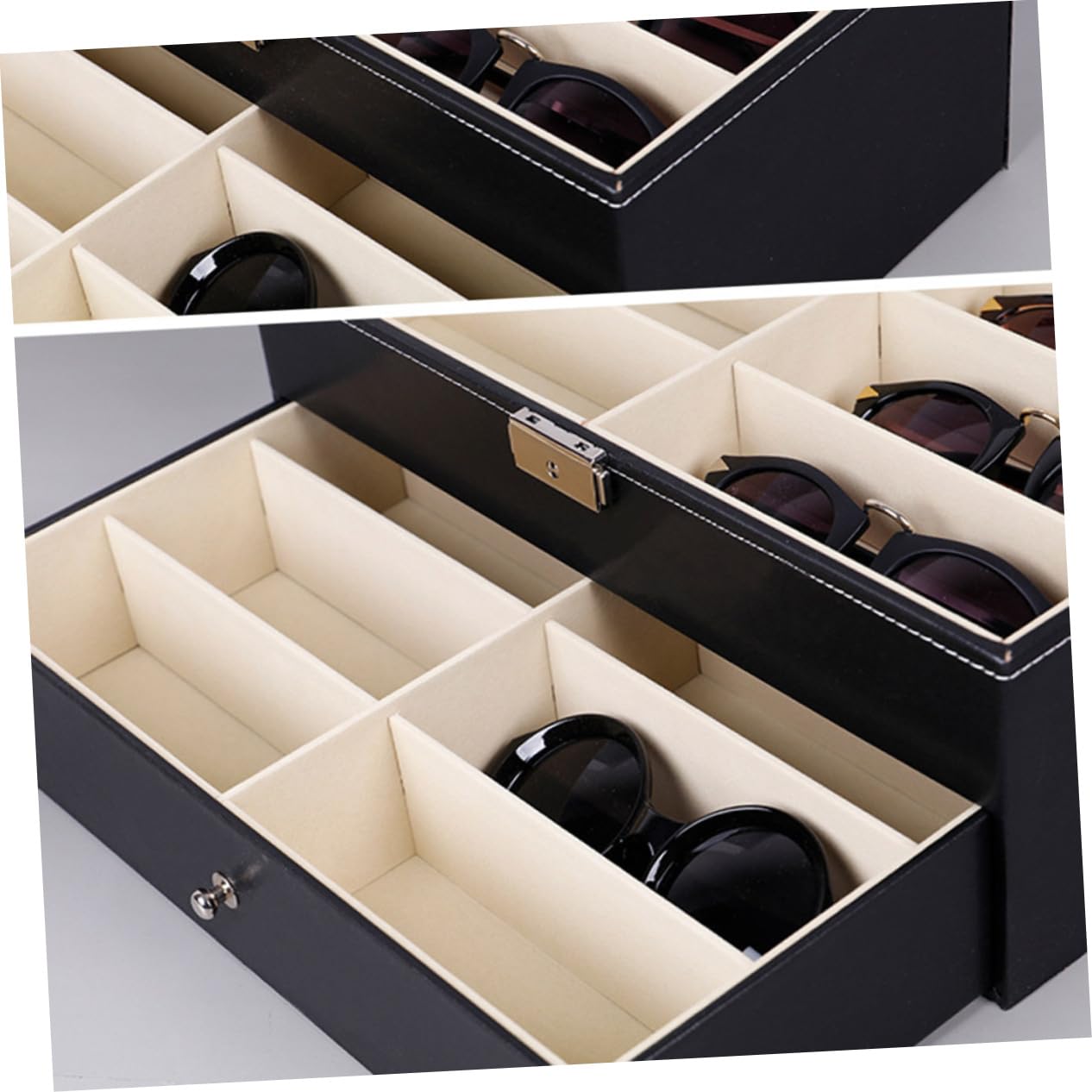 Boîte de Présentation pour Lunettes Double Couche 12 Compartiments