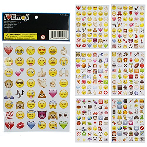 GrandSiri Novelty 288 Emoji Stickers Cute 6 Pages 48 Cut Per Sheet Sticker