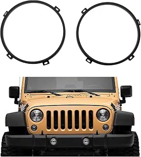 Hooke Road 7inch Round Headlight Mounting Bracket Ring Compatible with Jeep Wrangler JK 2007-2018 (Pack of 2)