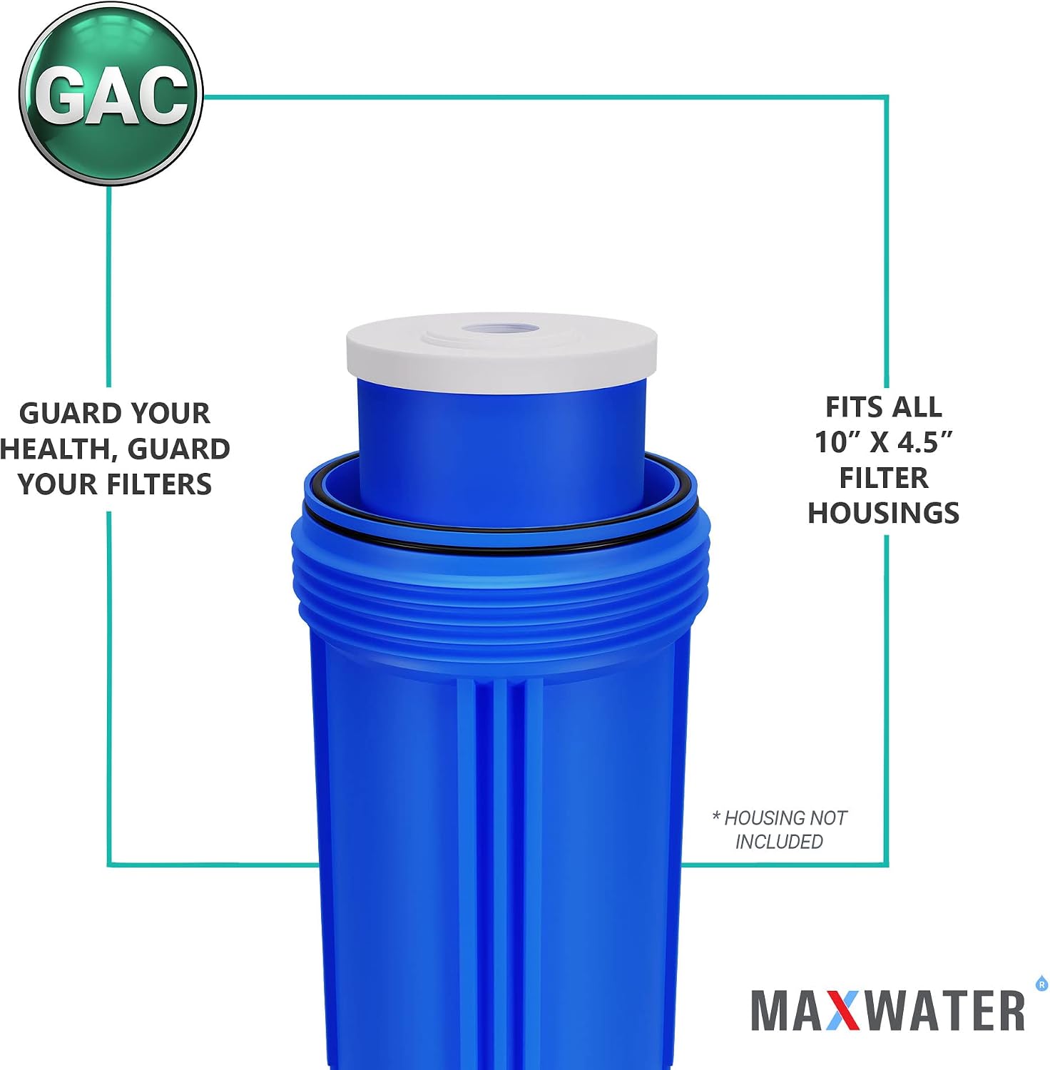 (6 Pack) 10"x 4.5" BB Granular Activated Carbon GAC Water Filter Cartridge compatible with 10" BB Whole House Water Filtration Systems made from Coconut Shell Carbon