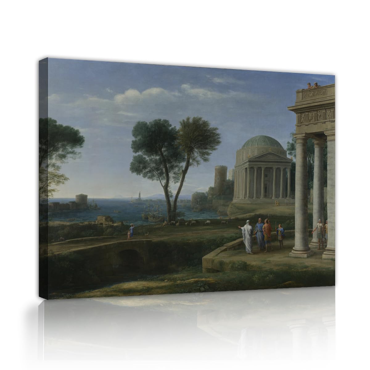 TOANGWALL Antique Classical Ruins Canvas Wall Art Corridor Claude Lorrain Landscape with Aeneas at Delos Famous Painting Framed Prints for House Decor 40x50cm
