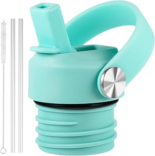 Straw Lid Compatible with Standard Mouth 24 oz 21 oz Hydro Flask, Lids with Straw Fits Hydroflask Water Bottles, Replacement Top, Straws Cap with Flexible Handle