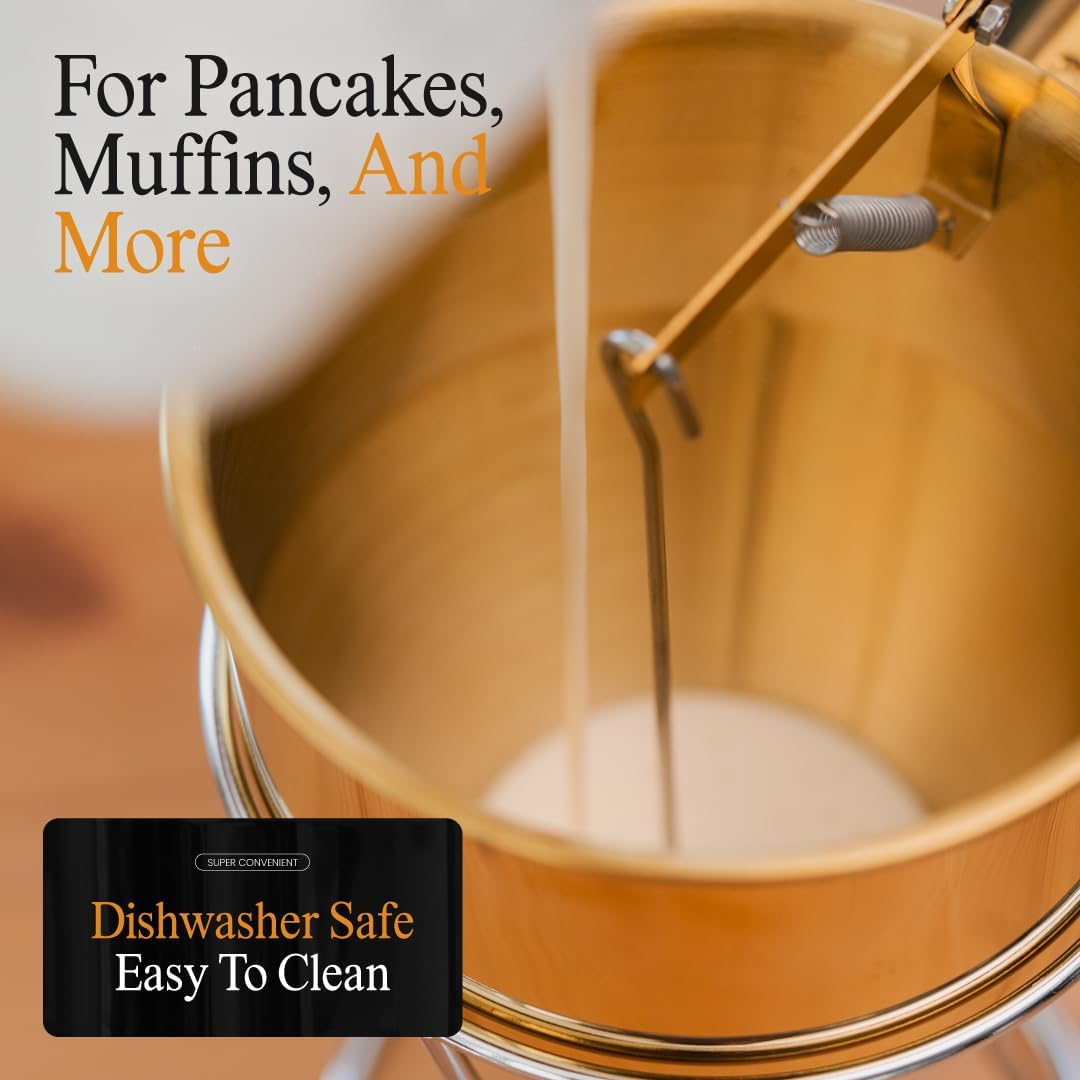 Pancake Batter Dispenser (Gold) - 40oz Batter Dispenser - Precise Pancake Maker and Versatile Kitchen Tool- Durable Stainless Steel Funnel Design - Stainless Steel Pancake Batter Dispenser by Newlie