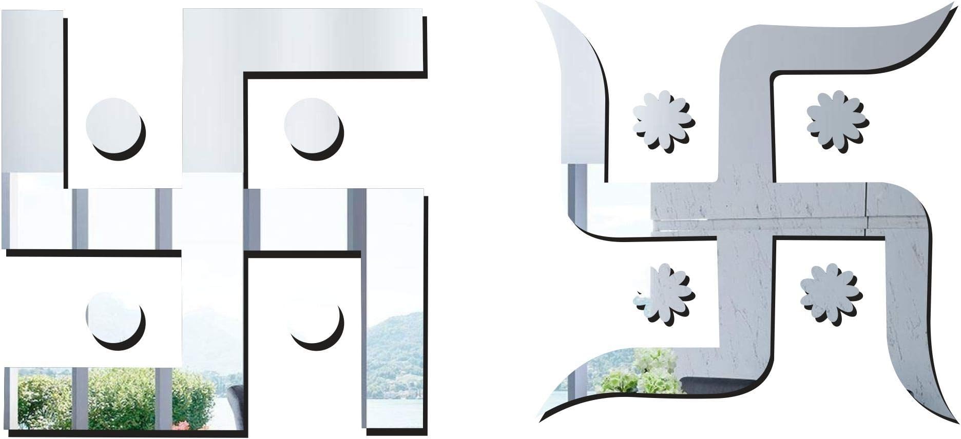 Acrylic Swastik 3D Acrylic Mirror Wall Sticker (Silver) MS64