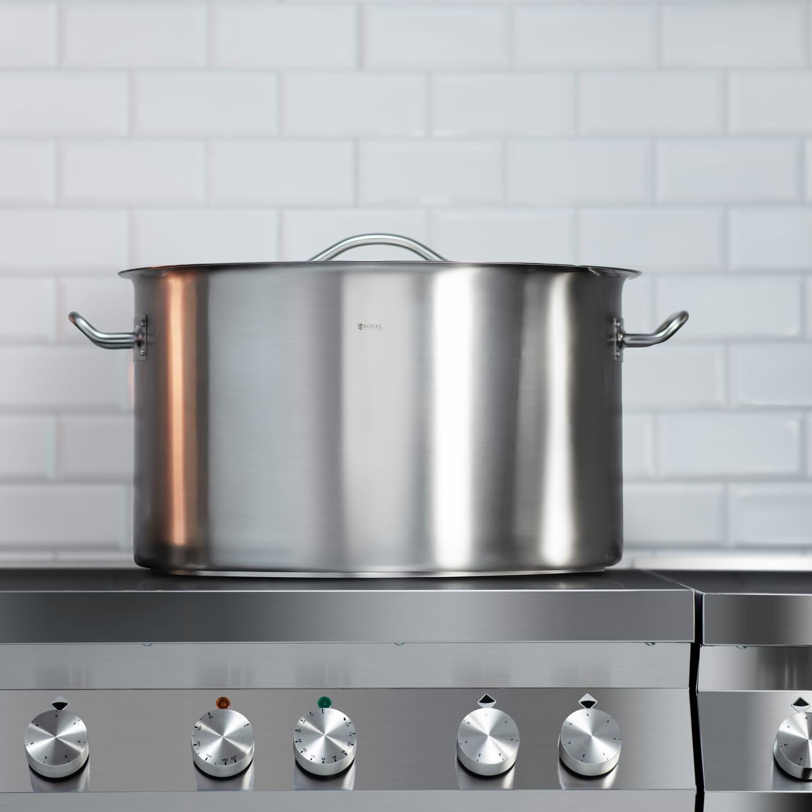 Royal Catering Pentola Per Induzione Pentola Acciaio Inox RCST-58E3-S (Acciaio Inox, 59 L, Fondo 5,5 mm)
