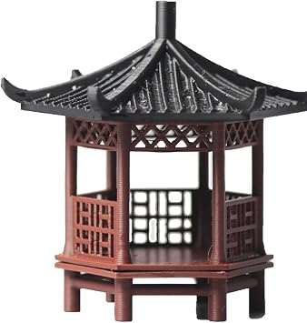 Aquarium Decoration Hexagonal Pavilion,Mini Pagoda Statue Fish Hideout Shelter Cave for Fish Tank Ornament Micro Landscape Decor,Large