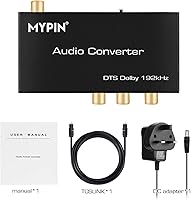 Vista 9 de Convertidor DAC de 192 KHz, convertidor de audio multifunción, adaptador de extractor de audio HDMI ARC, entrada Toslink (óptica) o coaxial o HDMI