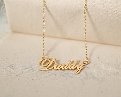 Miniatura 2 de Collares con nombre personalizado chapado en oro de 18 quilates con dije de corazón para mujeres y niñas