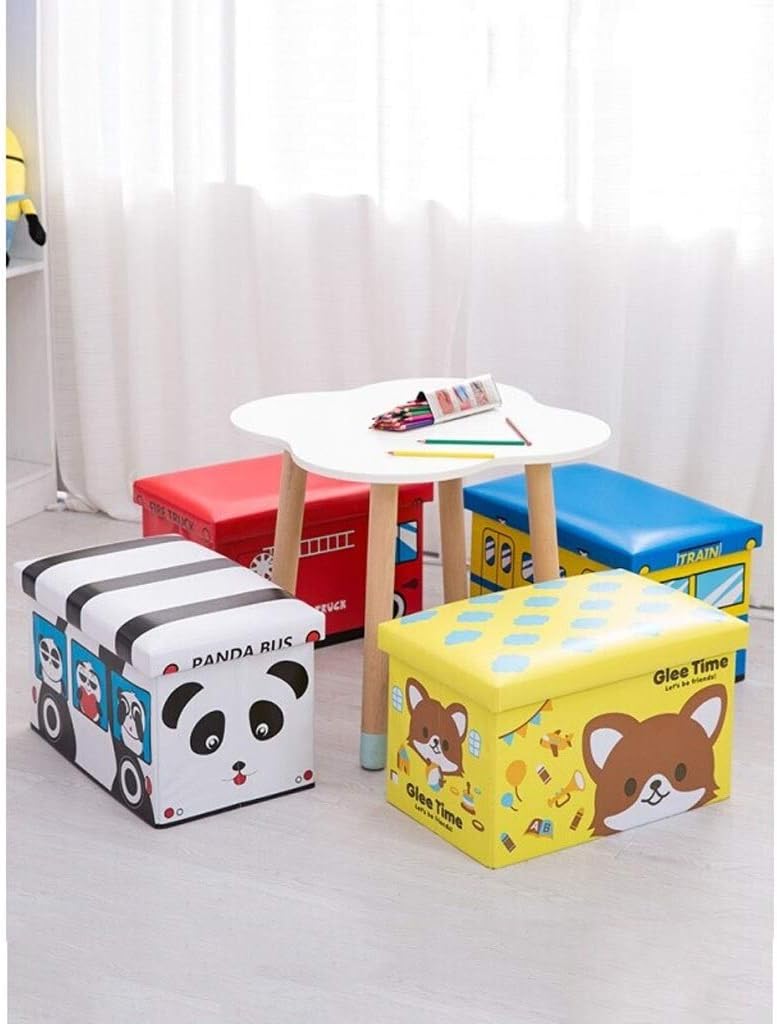Footrest Stool/Foot Rest Toy Storage Box Sofa Stool, Foldable, Cartoon Pattern Stool Weight Bearing 150KG 49cm*32cm*31cm Footstool Step Stool (Color : Yellow, Size : 1psck) (Yellow 1psck)