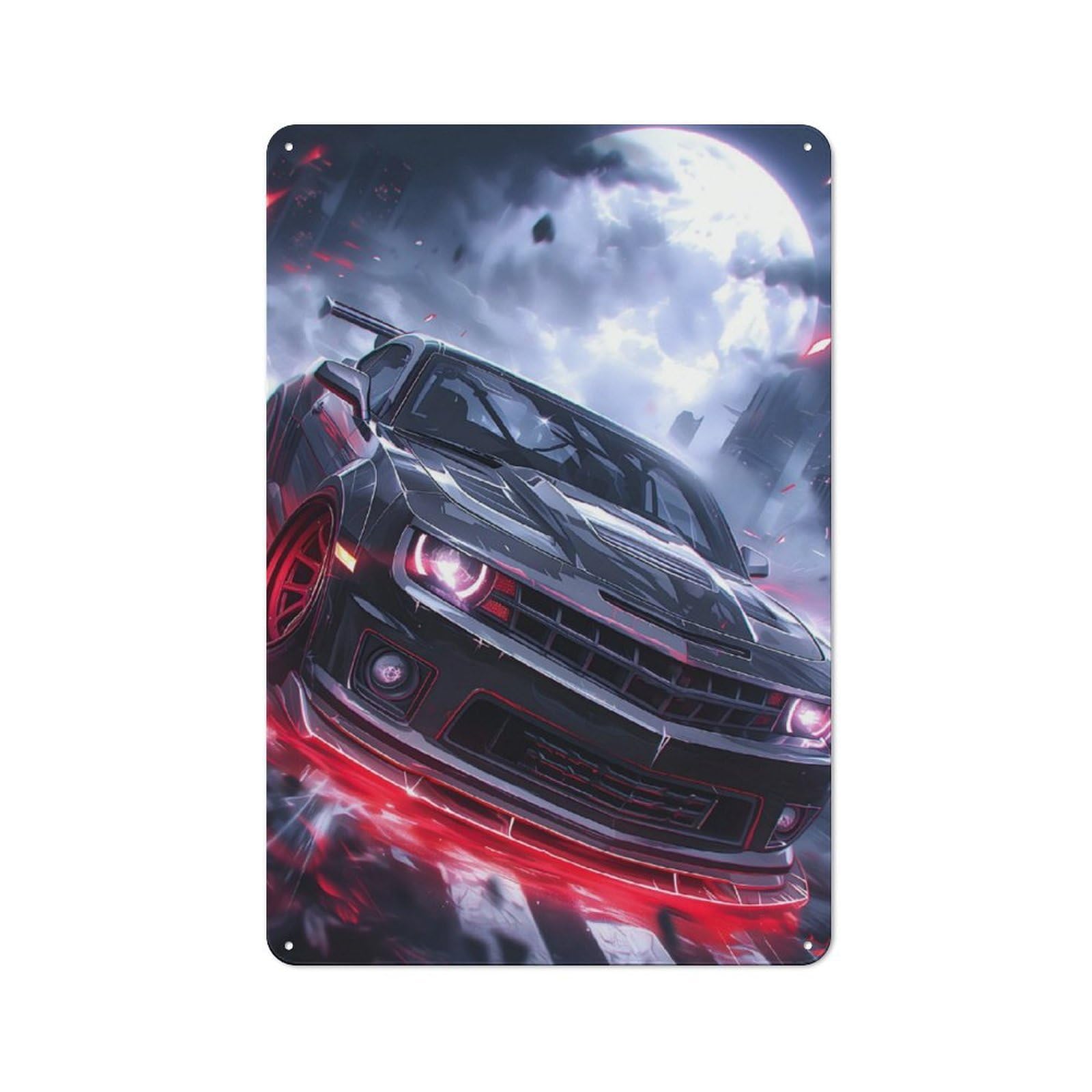 Junmoney Black Red Neon Supercar Retro Tin Sign 30X20cm Featuring For Bar Or Restaurant, For Metal Sign Collectors, For Garage And Workshop Walls