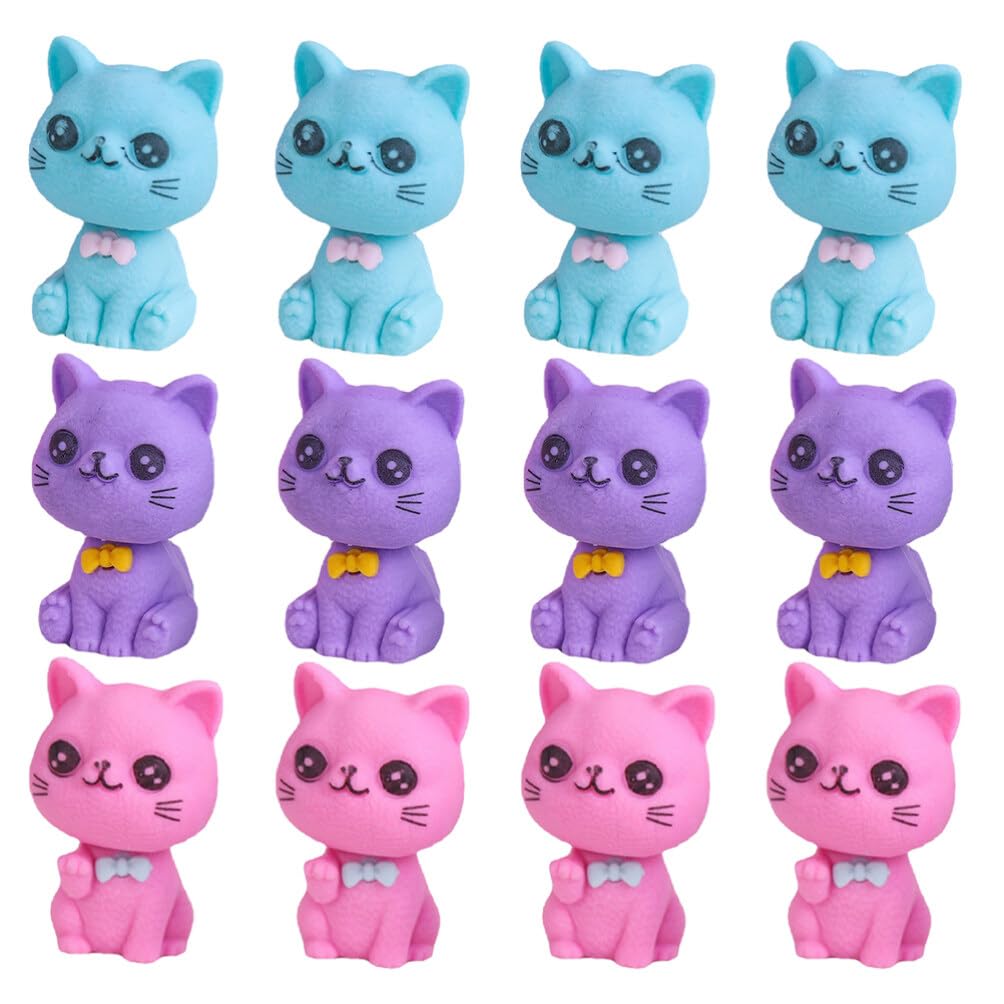 48 Pezzi Gomma Cancellare Gattino Tpr Piccole per Matita