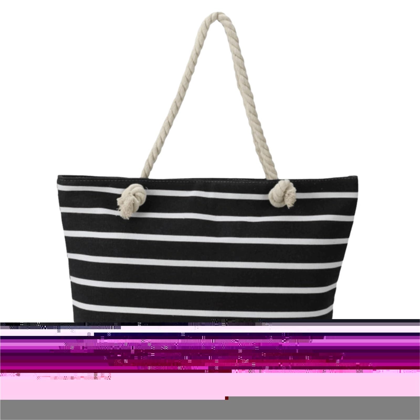 Bolso Tote De Playa A Rayas Gran Capacidad