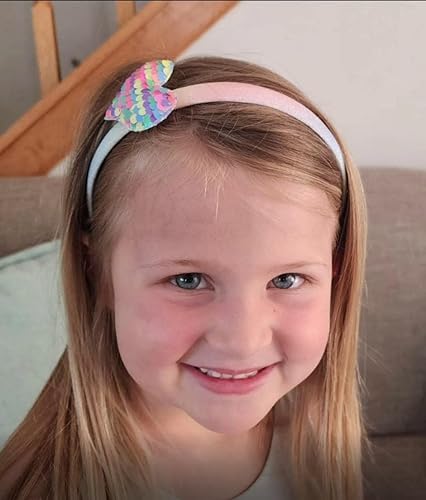 Miniatura 7 de JIAHANG Juego de diademas y clips intercambiables para bebé niña, diadema de lentejuelas con diseño de sirena y estrella de mar, accesorios para el