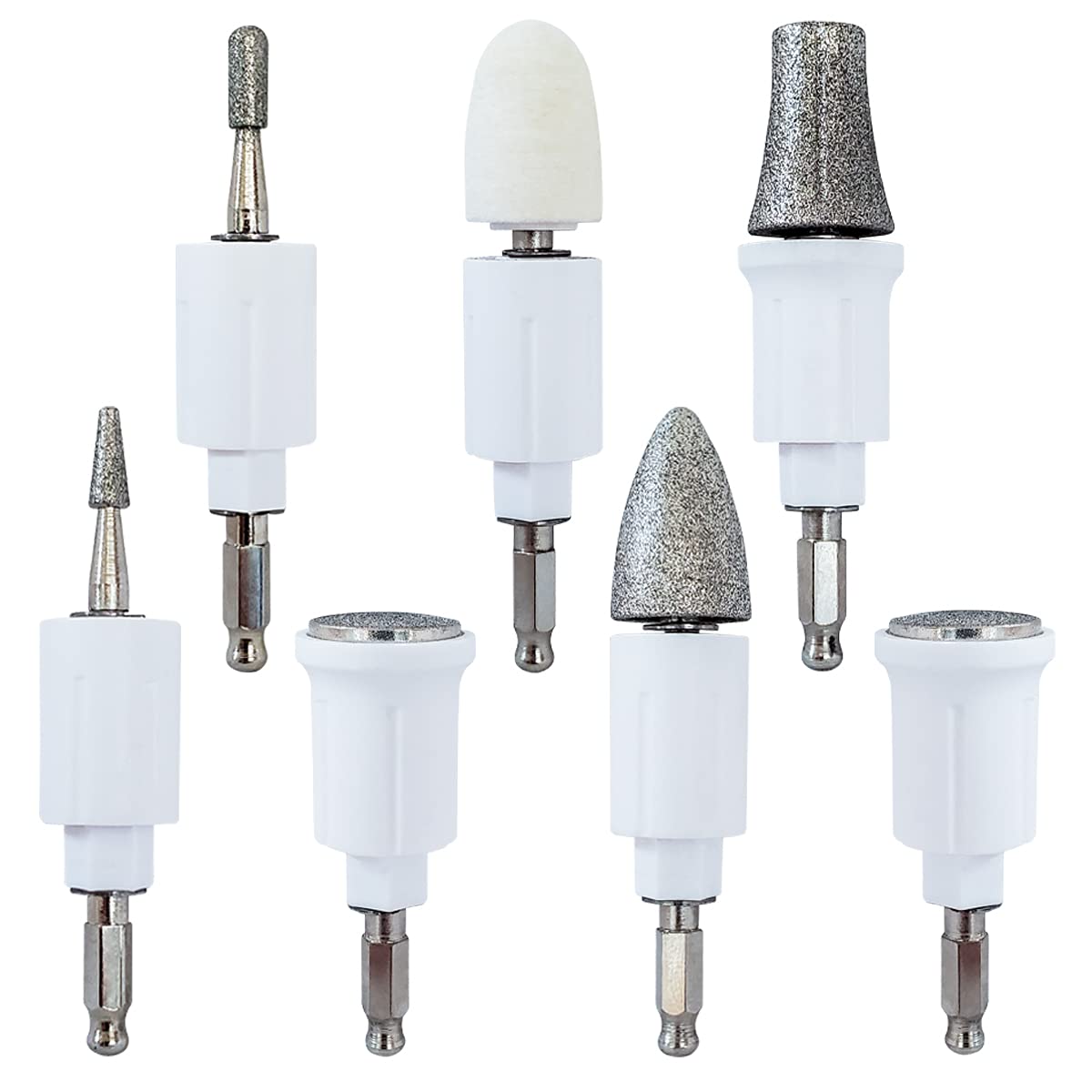 Nail Drill Attachments for Care me Electric Nail Drill Set - 7 Grinding Bits for Filing, Shaping, Trimming, Polishing Fingernails and Toenails, Removing Cuticles, Calluses & Corns