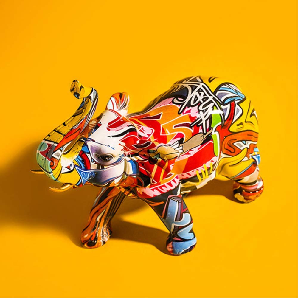 Olifant Decor Creativiteit Graffiti Olifant Beeldjes, Hars Kleurrijke