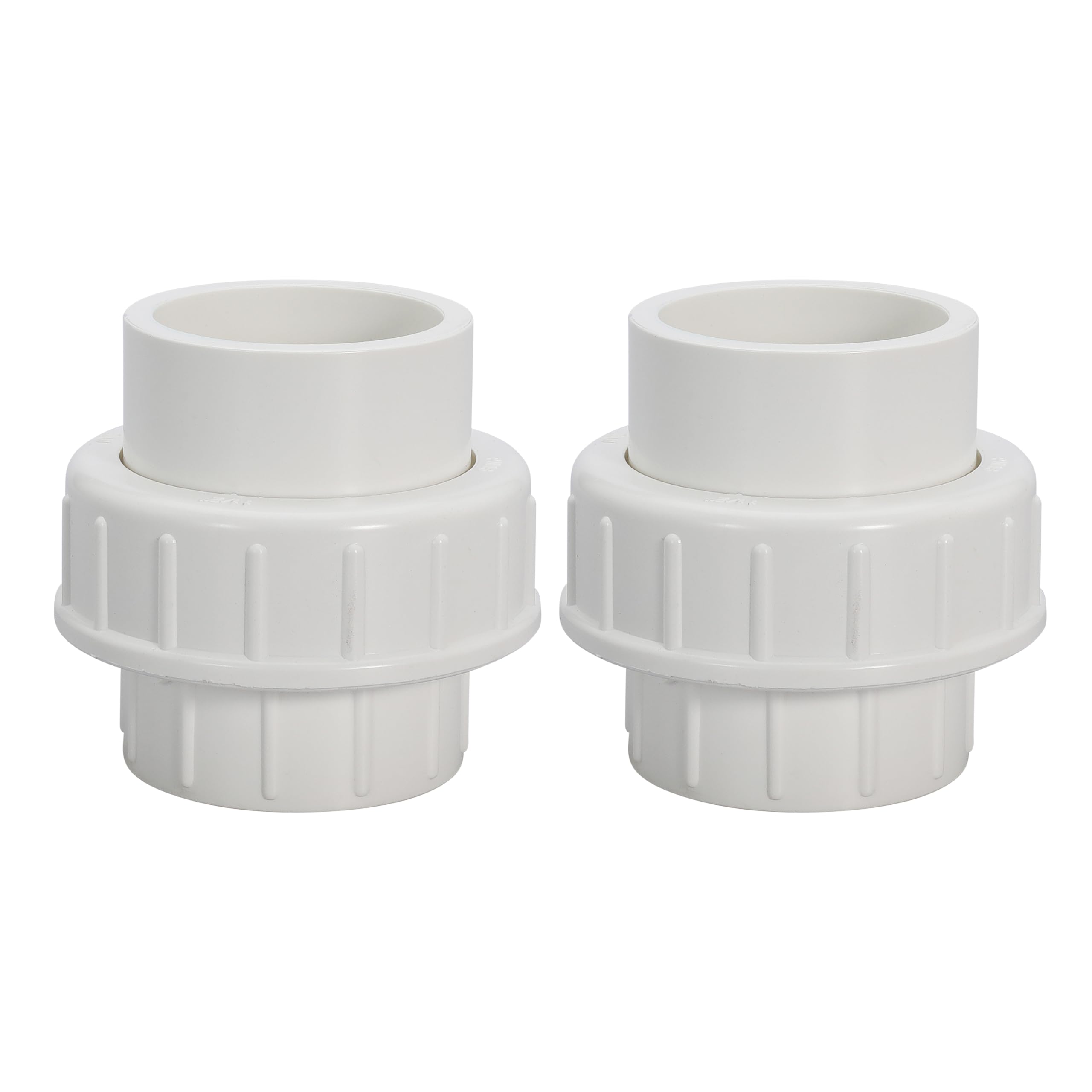 1-1/2" PVC Union Coupling Pipe Fitting PVC Adapter Schedule 40, EPDM O-Ring, 1-1/2 inch Slip Coupling Fitting (Socket x Socket), 2 Pack, White