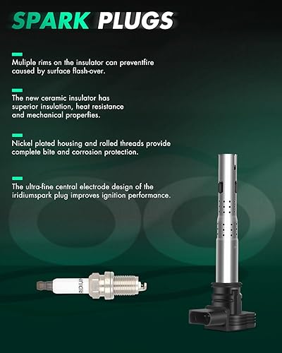 Vista 1160 de SCITOO 1 bobinas de encendido con 4 bujías de iridio para Chevrolet 2011-2015 Cruze 1.4L 2016 Cruze Limited 1.4L 2012-2020 Sonic 1.4L 2013-2021 Trax