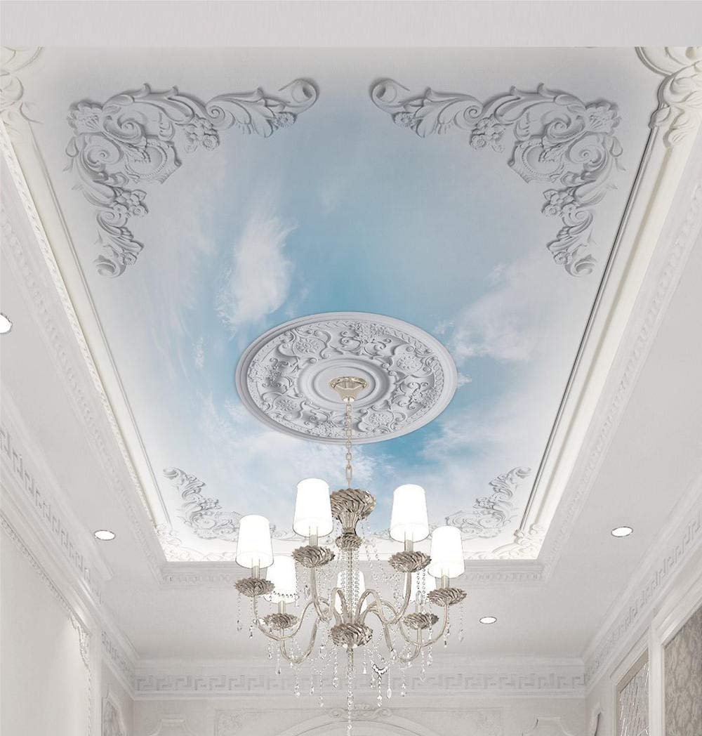 Wallpaper 3D Wall Mural3d Three-Dimensional European Pattern Blue Sky White Clouds Ceiling Wallpaper Mural Living Room Bedroom Ceiling Ceiling roof wallpaper300cm×210cm