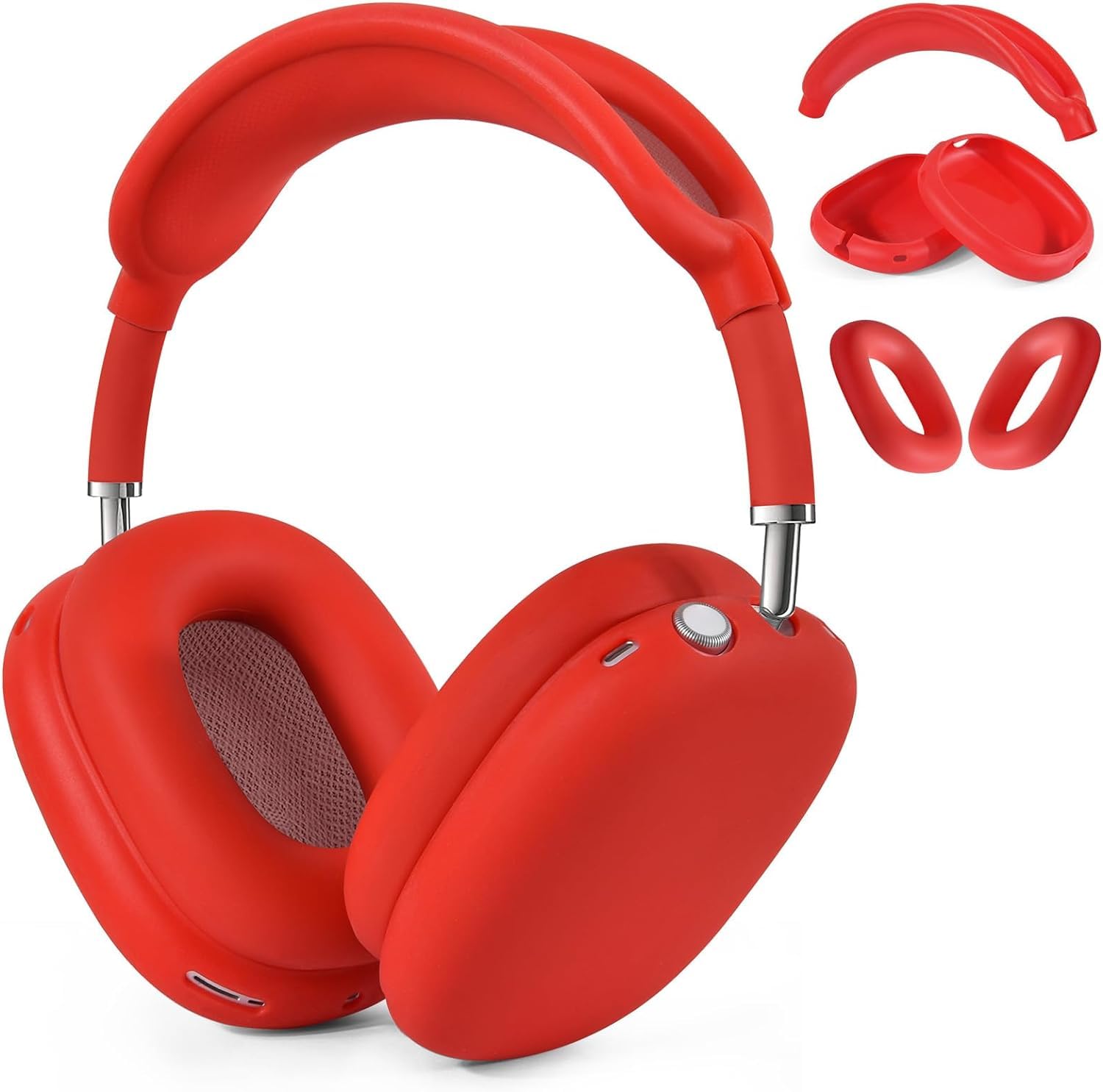 Youtec Silicone Case Cover for AirPods Max Case, Anti-Scratch Ear Pad Case Cover/Ear Cups Cover/Headband Cover for AirPods Max,Accessories Soft Silicone Protector for Apple AirPods Max (Red)