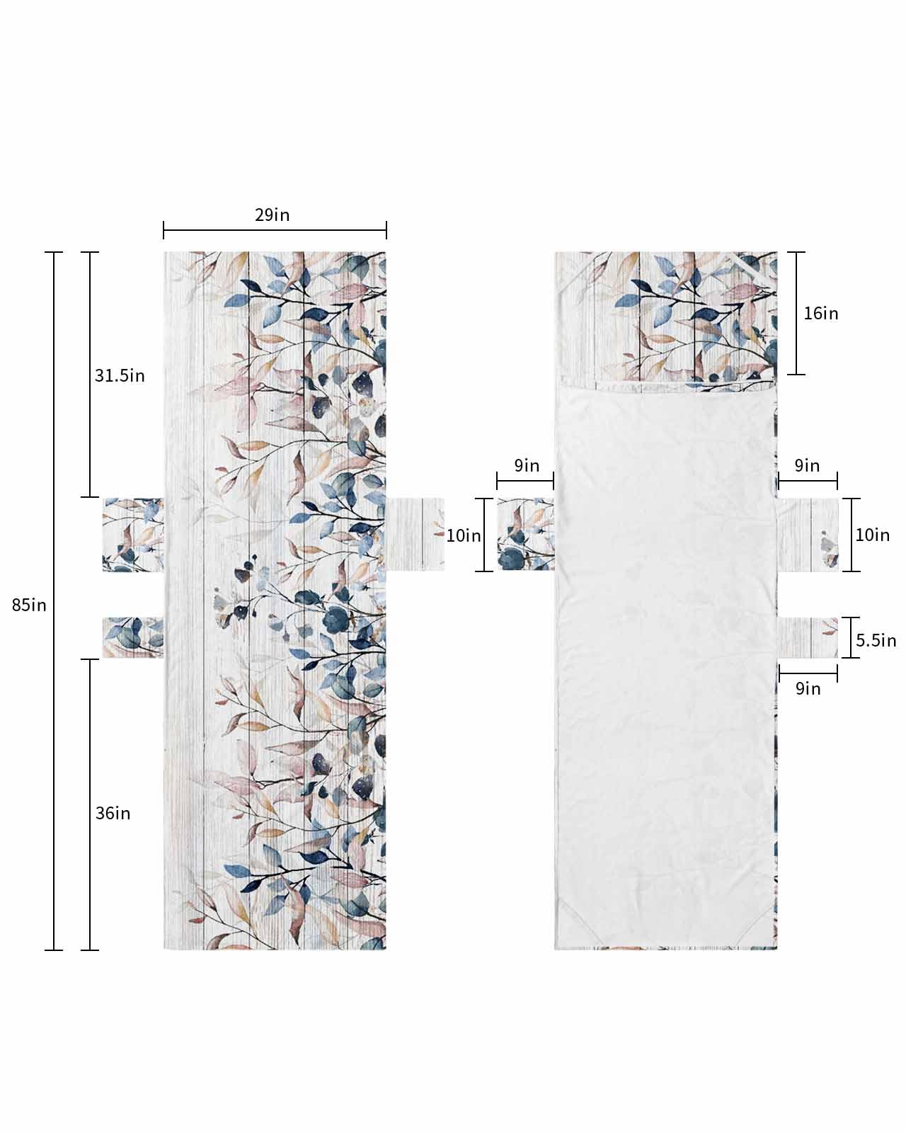 Blue Brown Eucalyptus Leaves Beach Lounge Chair Towel Cover, Soft Chaise Lounge Towel with Side Pockets Patio Pool Chairs Cover for Beach/Pool Sunbathing 29x85 Vintage Pastoral Botanical