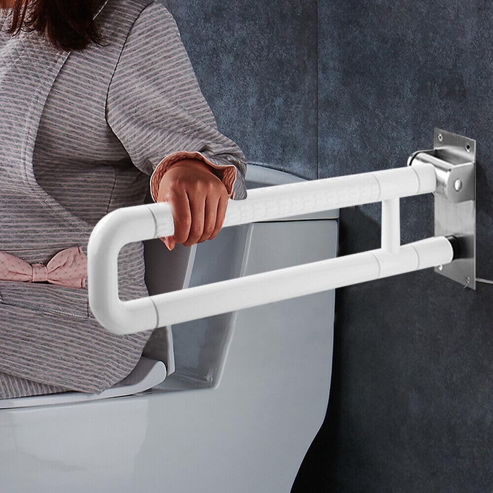Soporte para levantar el inodoro, aseo, mango plegable plegable de apoyo, montaje en pared, acero inoxidable, 250 kg, dispositivo de ayuda para levantarse para discapacitados para baños