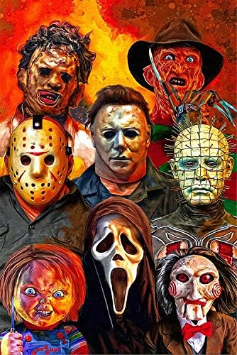5D Halloween Horror Movie Diamond Painting Kits for Adults Diamond Art Paint with Diamonds DIY Painting Kit Paint by Number with Gem Art Drill and Dotz 12" X 16"