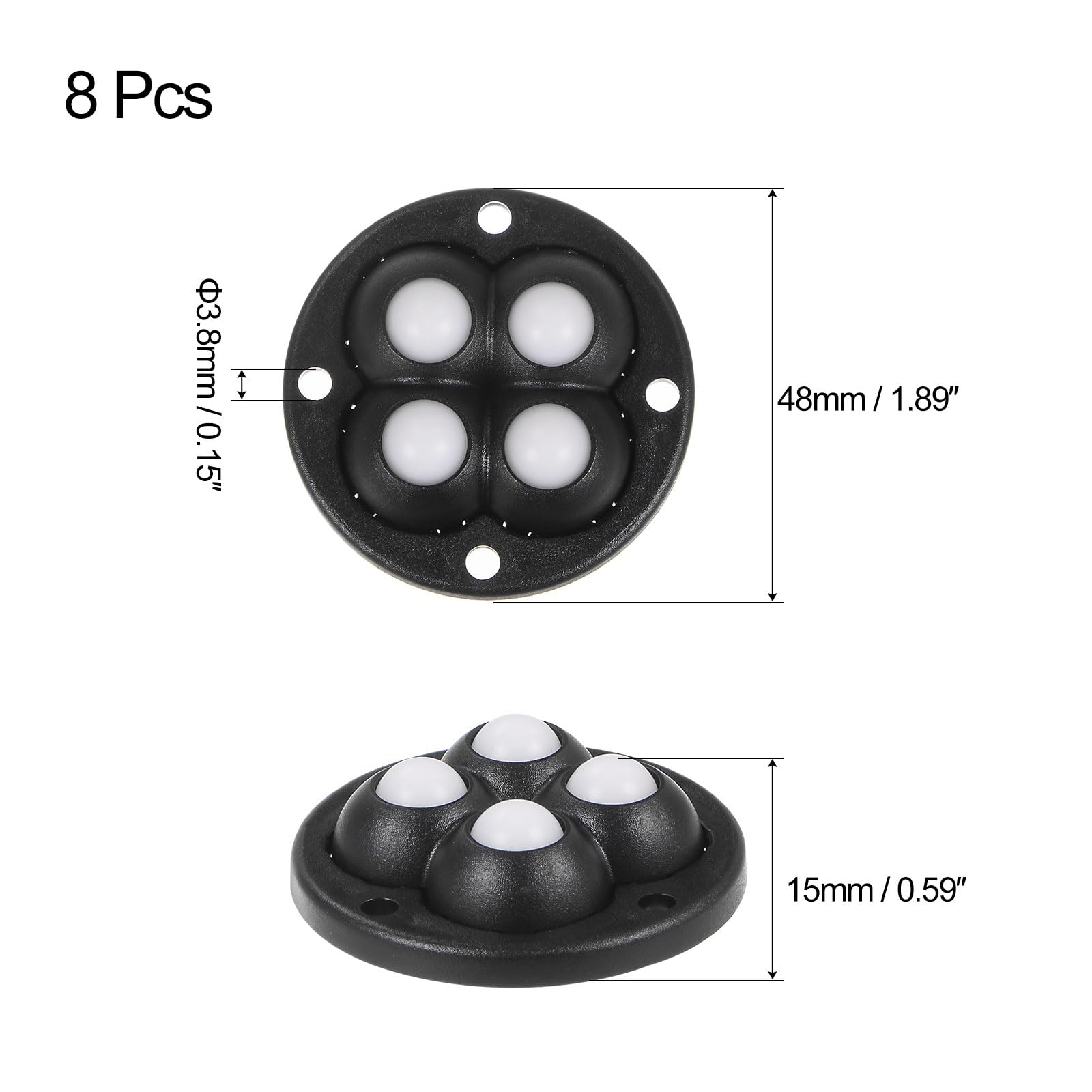 Lot De 8 Roulettes Pivotantes Universelles Noires De 25 Mm Pour Meubles