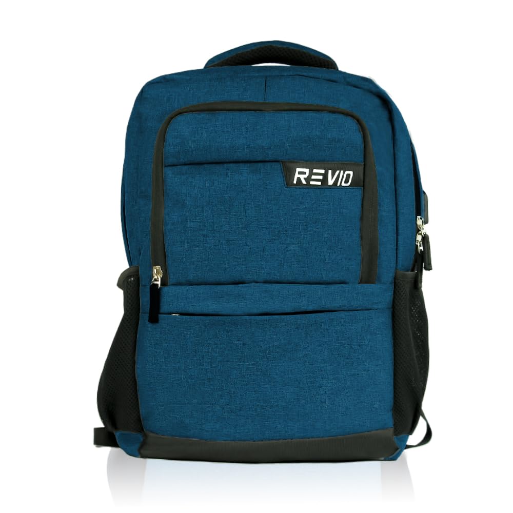 REVIO Laptop Bag for Men and Women - Stylish 24Ltr Backpack with USB Charging Port and Multiple Compartments, Anti Theft Luggage Straps, 2 Elastic Bottle Pockets Laptop Travel Bag (Navy Blue) (B0CNPZ4KCP) Amazon Price History, Amazon Price Tracker