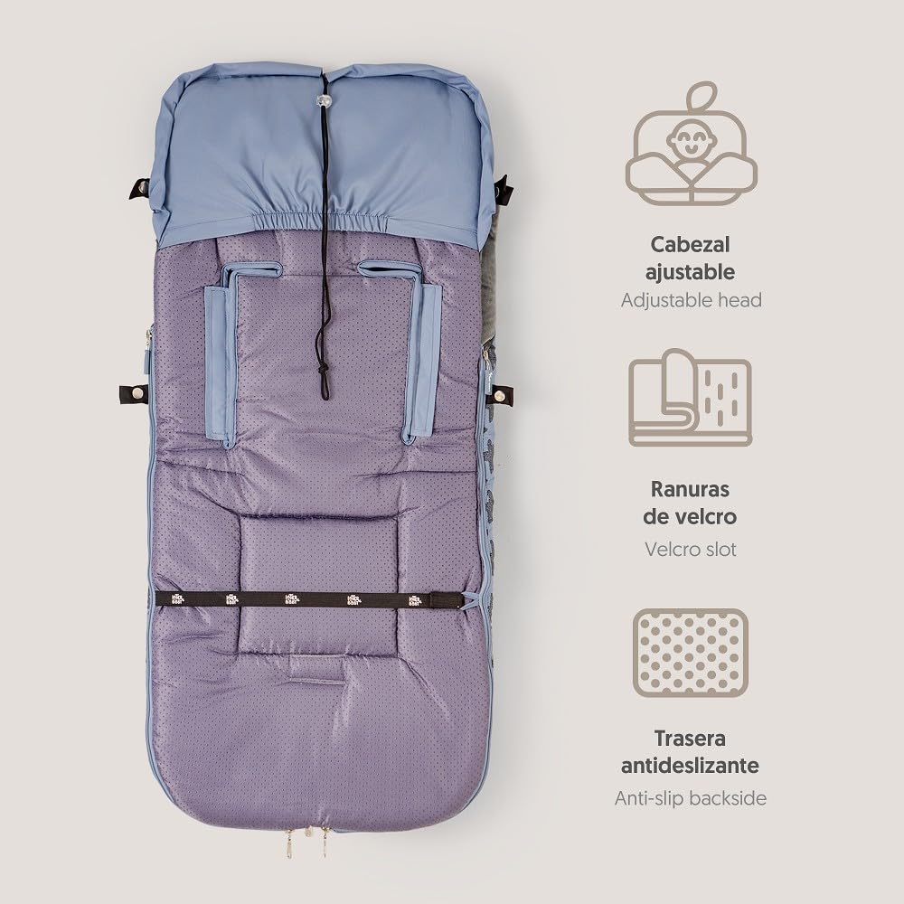 Interbaby Chanceliere Bebe Poussette Couverture Poussette Bebe Hiver, Doux | Sac de Couchage Poussette Bebe Détachable, Double Ouverture, Lavage Facile, Matériaux Antiallergiques, Star Marino Gris