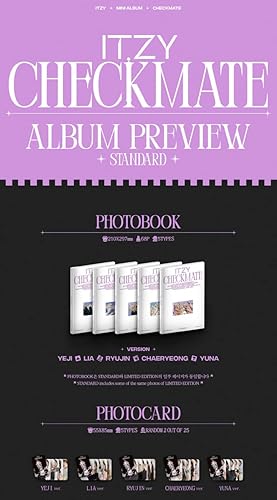 Miniatura 2 de ITZY CHECKMATE 5th Mini Album 5 Cover SET 1p Mini Folding Poster On Pack68p Photo Book2p Photo Card1p Lyric Paper1ea StickerTracking Sealed