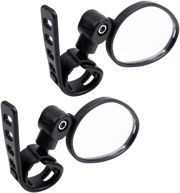 Ecrazybaby888 Cycling Riding Bicycle Bike Motorcycle Rear View Mirror, Convex Reflector Mirror with Wide Angle Lens, 360-Degree Adjustable Universal Handle (1 Pair or 2 Pack)