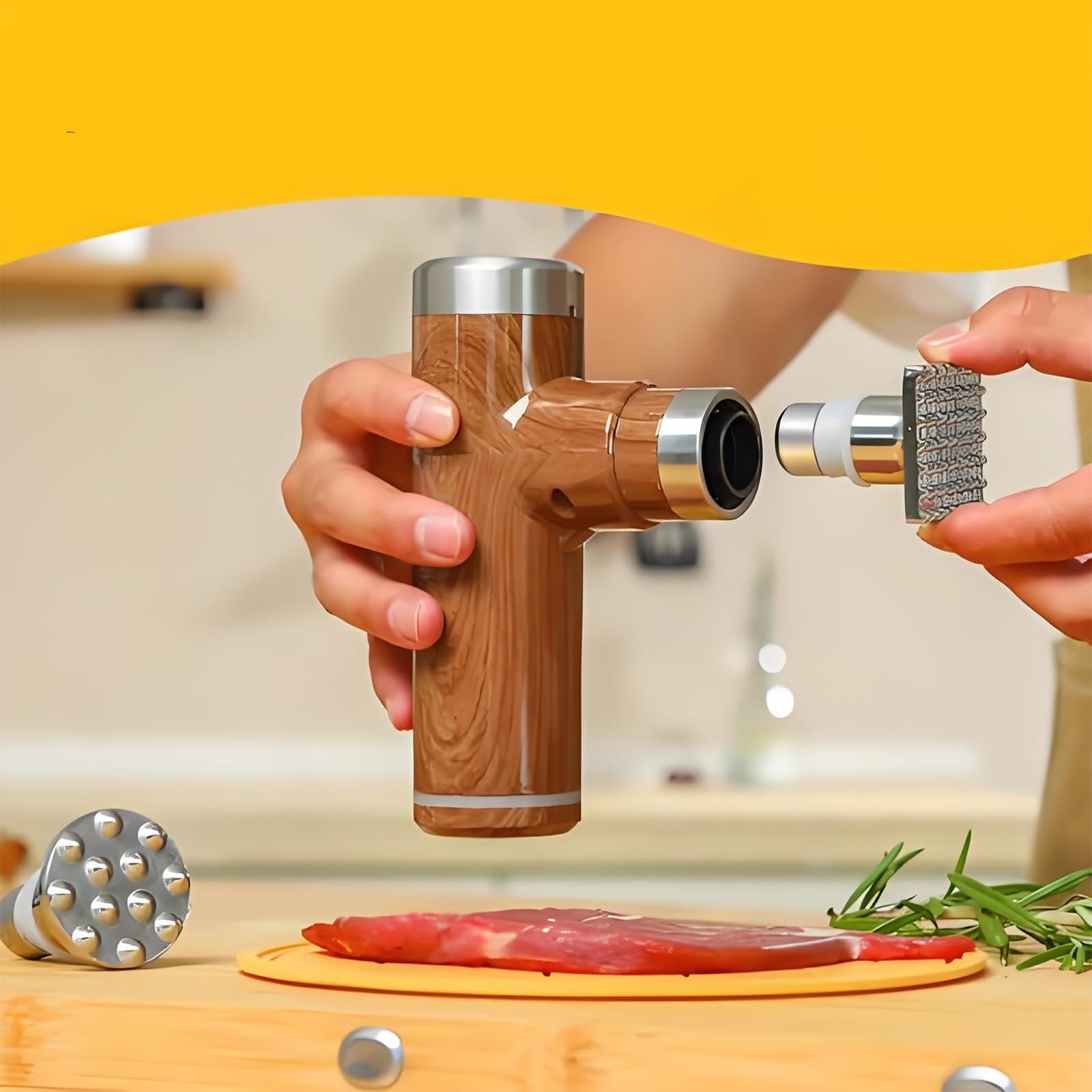 Batticarne elettrico, portatile, senza fili, con teste a martello in acciaio inox, 6 livelli regolabili per manzo, pollo, maiale e altro ancora