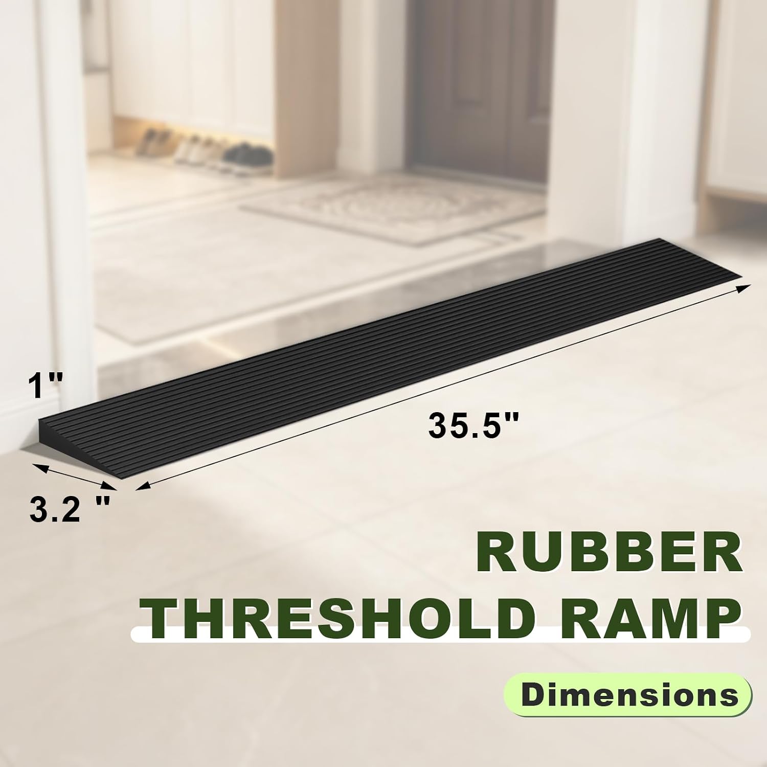1 Rubber Threshold Ramp, Wheelchair Ramp for Doorway