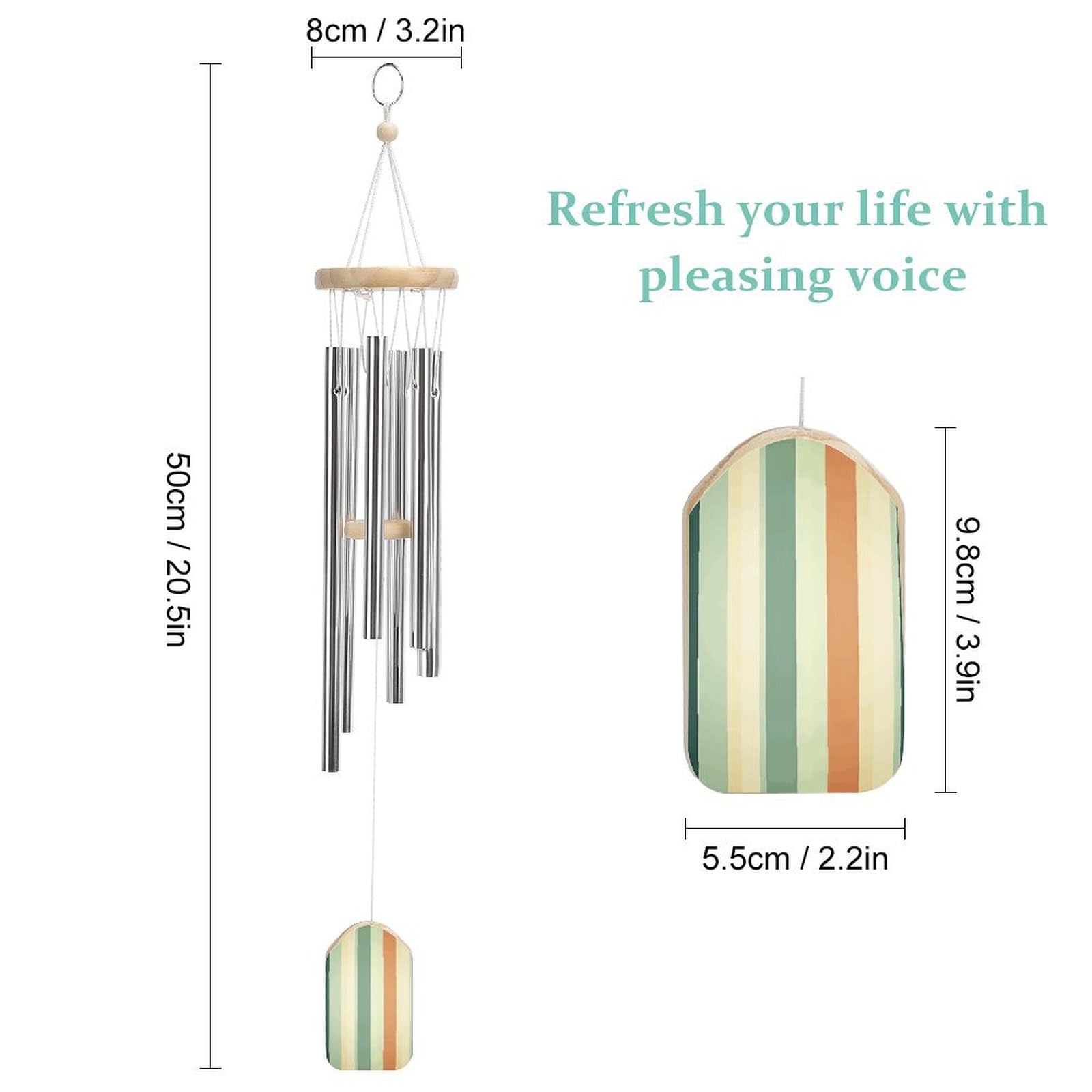 Outdoor Wind Chimes, Retro Striped Printed Wind Chimes,Simple Wind Chimes,Curtain Wind Chimes for Home Decoration