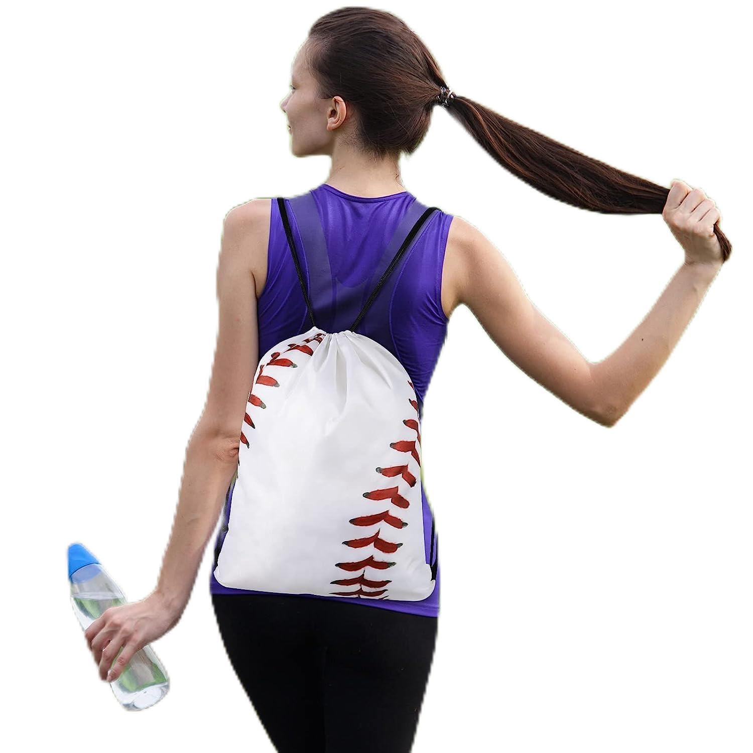 KAYNO1Pc White Drawstring Backpack Gym Drawstring Bags Gym Bags for Baseball, Party Favor Bags for Your Gym Class and Sports Teams Travel Gym Workout