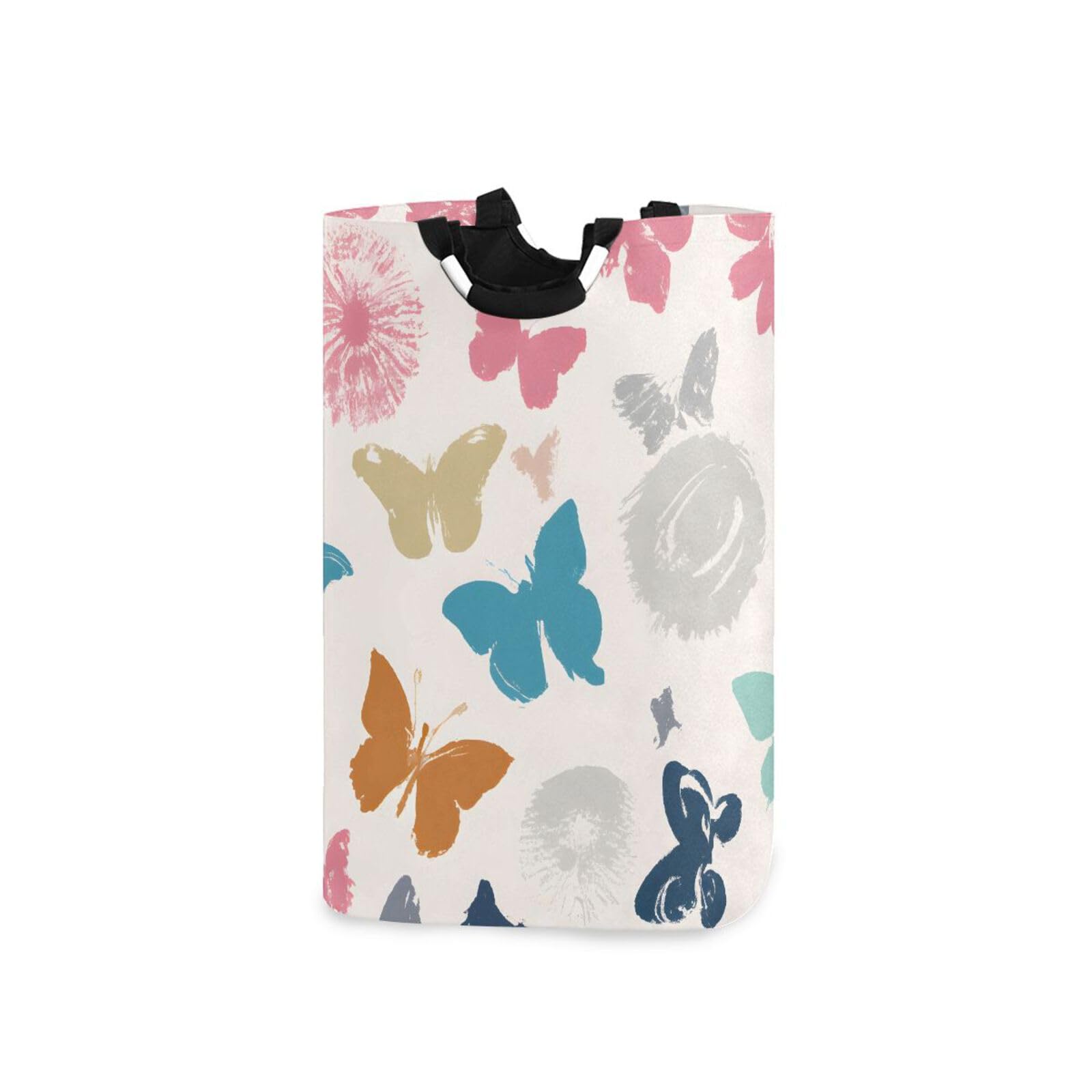 Jihqo Laundry Hamper Basket Cute Colorful Flowers Collapsible Nursery Storage Bin Waterproof Clothing Baskets for Home Bedroom Bathroom Washing Room