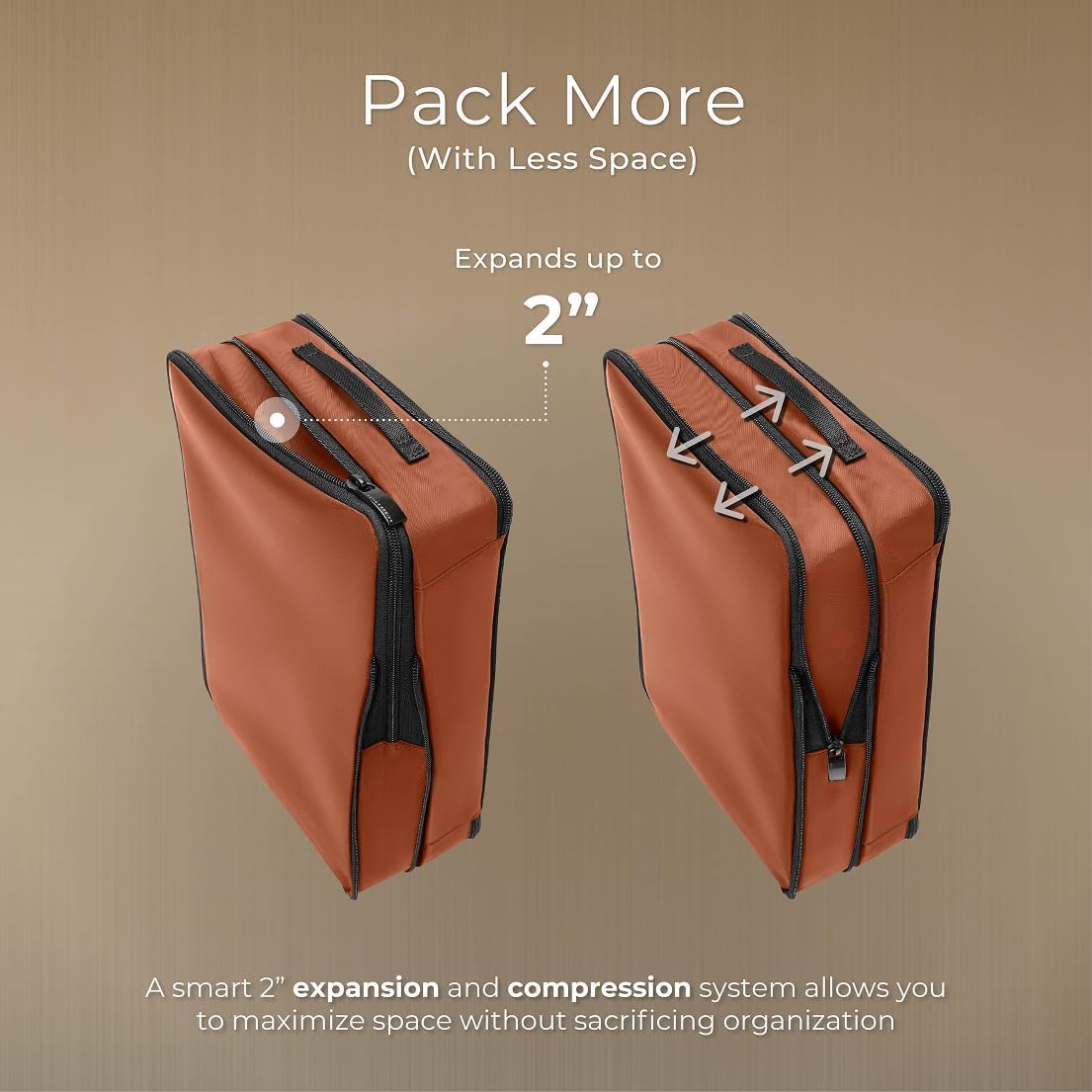 Briggs & Riley Carry On - Set di cubi per imballaggio a compressione, organizer per valigie e bagagli, per donne e uomini, accessori per le vacanze, 3 pezzi, Canyon