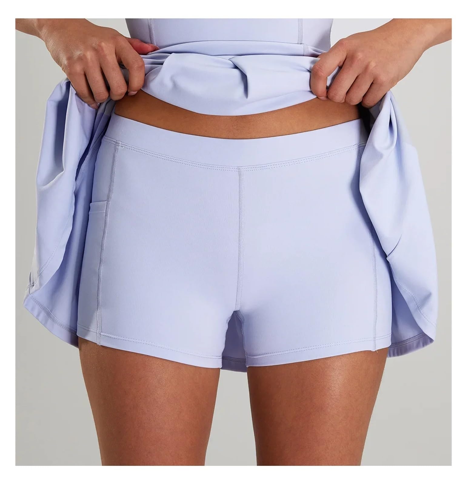 Sportkleid Frauen Ärmelloses Reißverschluss Tenniskleid Taillen-Cinching Push-Up Sportswear Eingebaute Shorts