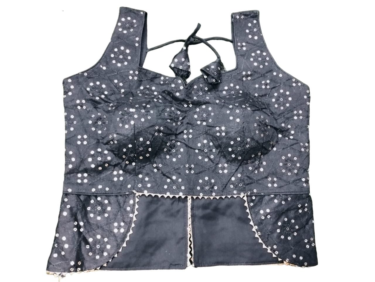 KULIA® Chemisier Court pour Femme Ethnique Tenue décontractée Robe Bollywood Noir Blouse de créateur Travail de Broderie Style Indien Tissu en Soie Tussar Blouse Saree prête à l'emploi