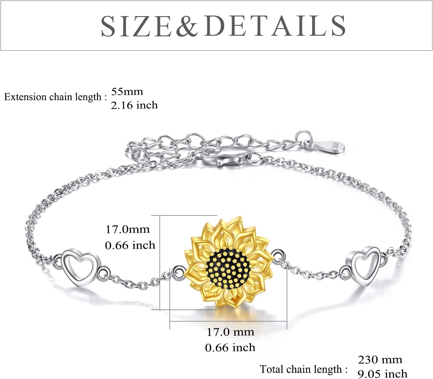 VONALA Compass Urn Bracelet for Ashes Sunflower Urn Bracelet 925 Sterling Silver Cremation Jewelry for Ashes Keepsake Irish Gifts for Men Women