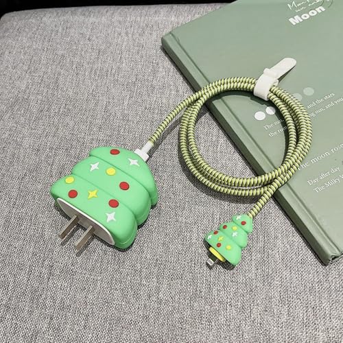 Image of Protective Charger Case for iPhone 18W 20W iPhone 16 15 14 13 12 11 Pro Max Charging Cable Charger Protective Cover Data Cable Protective Sleeve-Chrismas Tree