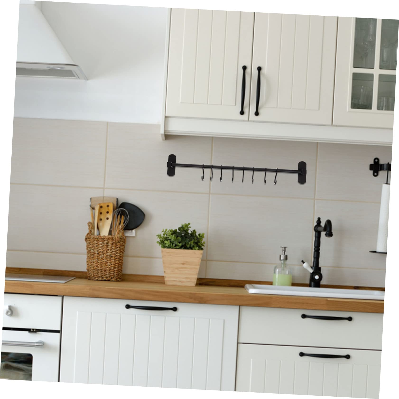 OSALADI 2pezzi Gancio Murale Alluminio Per Cucina e Bagno Supporto Multi-funzione Con Ganci Installazione Senza Design Elegante e Resistente Per Utensili e Abbigliamento